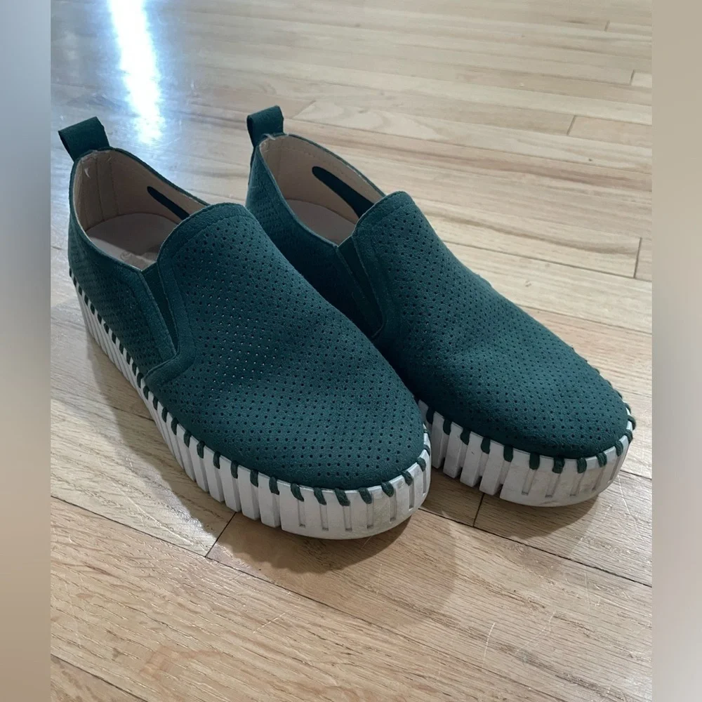 Ilse Jacobsen Green Platform Slip-Ons